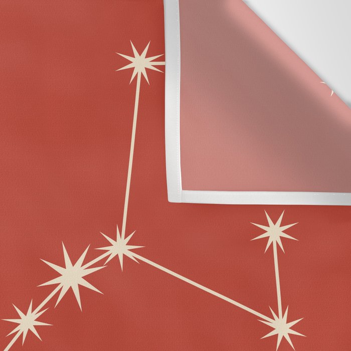 Scorpio Zodiac Star Constellation Line Art Red Wall Tapestry Gallery Image 3