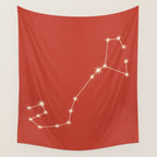 Scorpio Zodiac Star Constellation Line Art Red Wall Tapestry Gallery Image 4