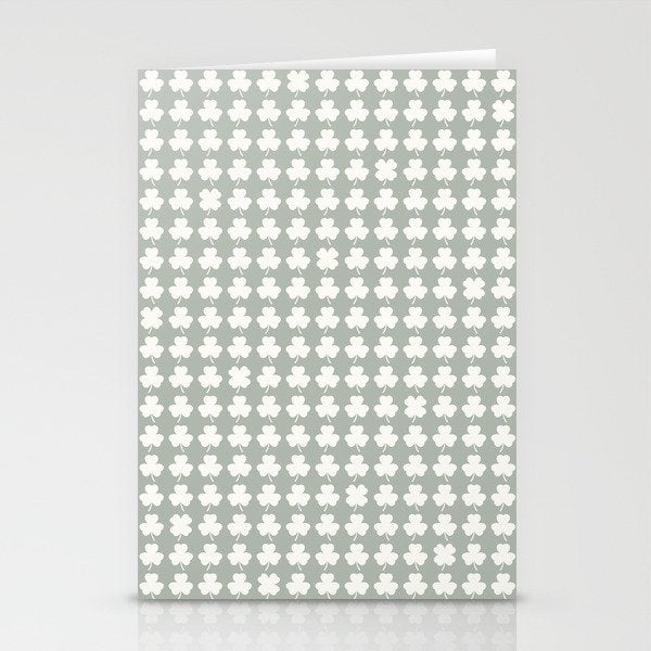 Clovers XXXV Neutral Green Botanical Pattern Stationery Card Gallery Image 2