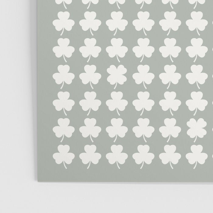 Clovers XXXV Neutral Green Botanical Pattern Poster Gallery Image 3