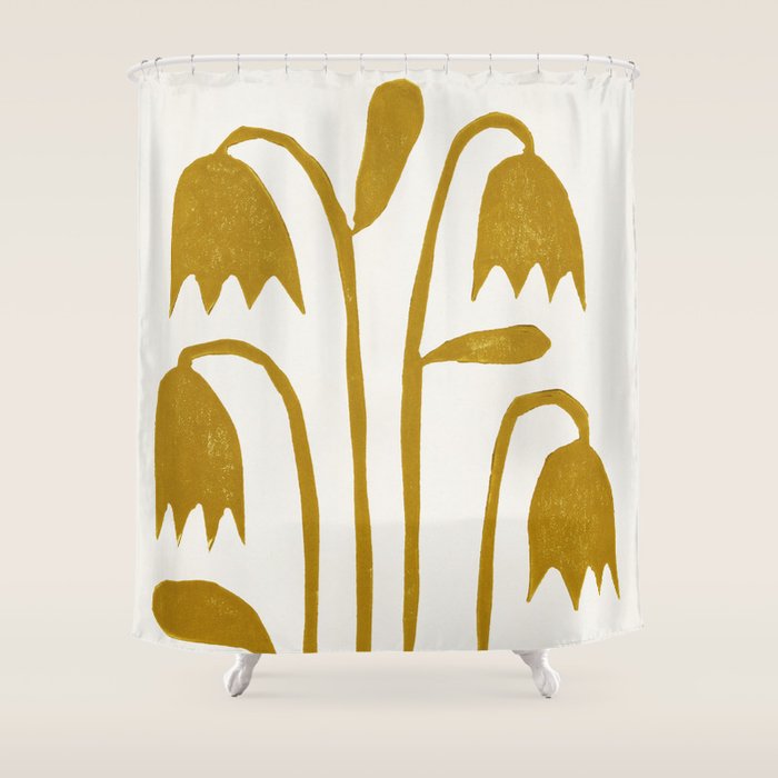 Linocut Tulips #1 Shower Curtain Gallery Image 1