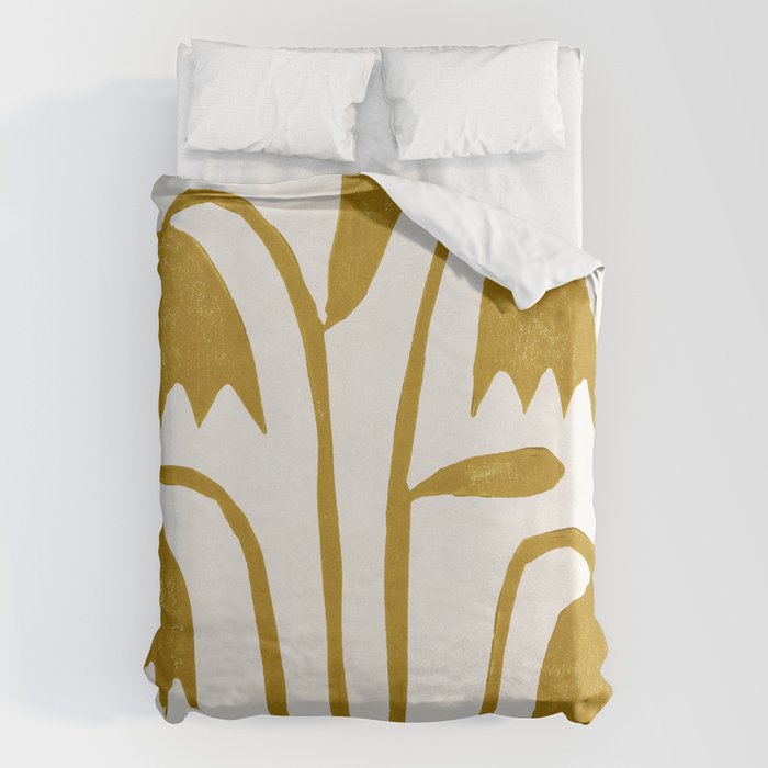 Linocut Tulips #1 Duvet Cover Gallery Image 6