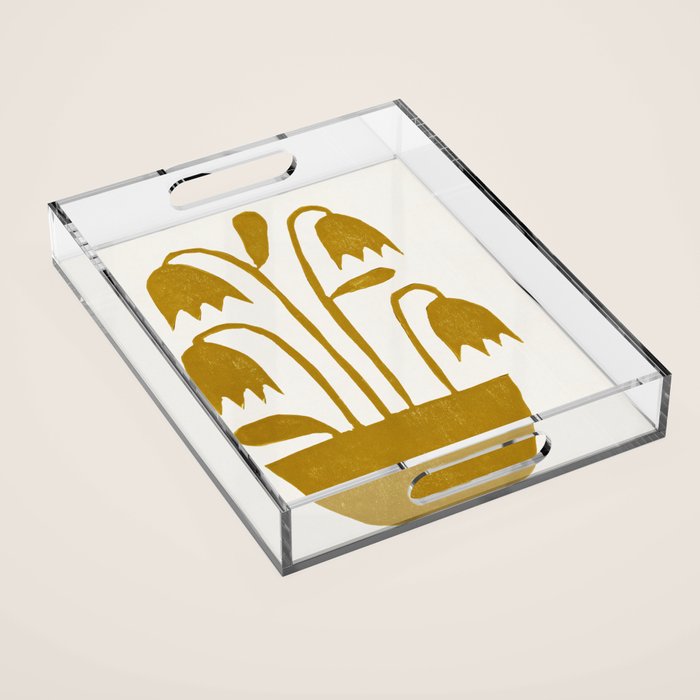 Linocut Tulips #1 Acrylic Tray Gallery Image 1