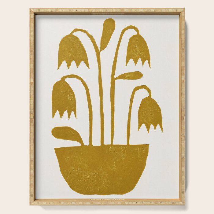 Linocut Tulips #1 Serving Tray Gallery Image 1