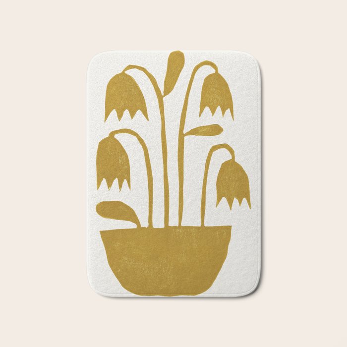 Linocut Tulips #1 Bath Mat Gallery Image 1