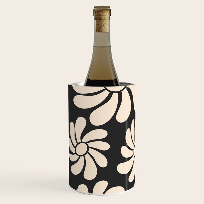Black and White Retro Super Bloom - 70's vibe  Wine Chiller Gallery Image 2