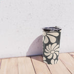 Black and White Retro Super Bloom - 70's vibe  Travel Mug Gallery Image 4