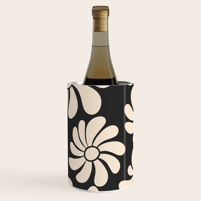 Black and White Retro Super Bloom - 70's vibe  Wine Chiller Gallery Image 1