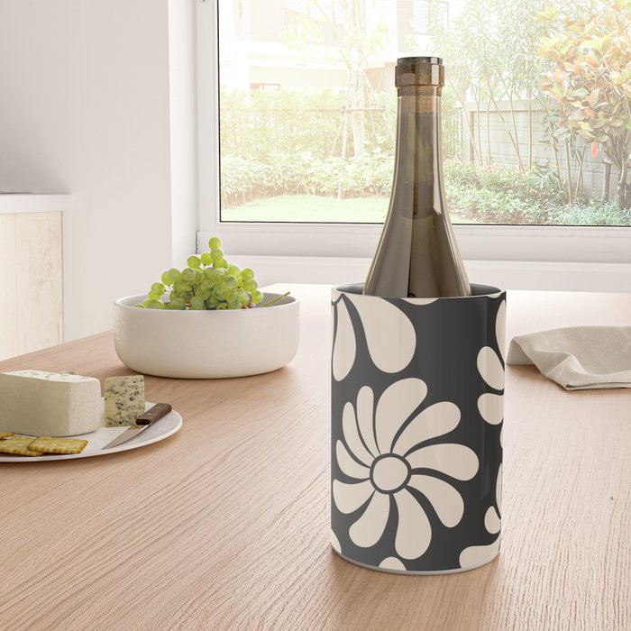 Black and White Retro Super Bloom - 70's vibe  Wine Chiller Gallery Image 4