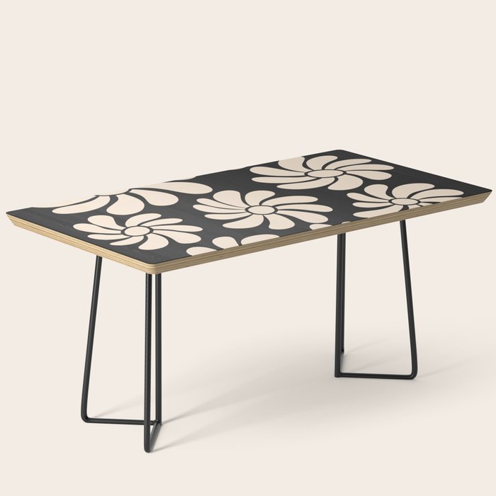 Black and White Retro Super Bloom - 70's vibe  Coffee Table Gallery Image 1