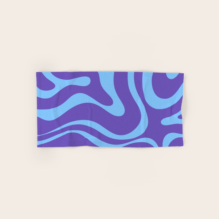 Modern Retro Liquid Swirl Fluid Abstract Purple Blue Pattern Bath Towel Gallery Image 1