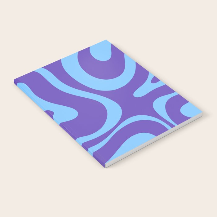 Modern Retro Liquid Swirl Fluid Abstract Purple Blue Pattern Notebook Gallery Image 1
