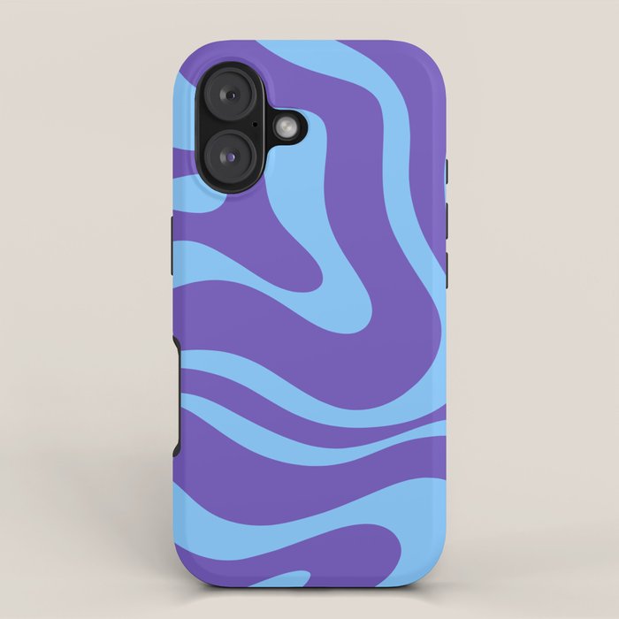 Modern Retro Liquid Swirl Fluid Abstract Purple Blue Pattern iPhone Case Gallery Image 1