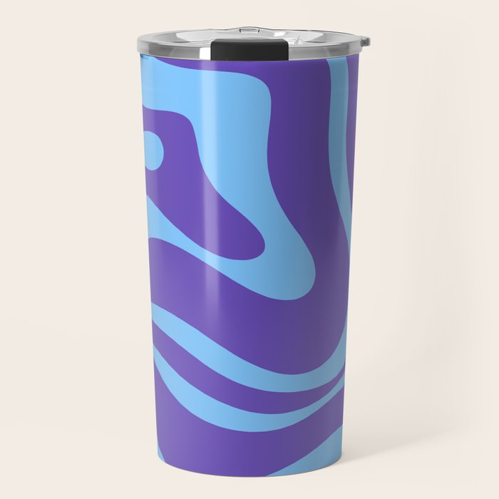Modern Retro Liquid Swirl Fluid Abstract Purple Blue Pattern Travel Mug Gallery Image 1