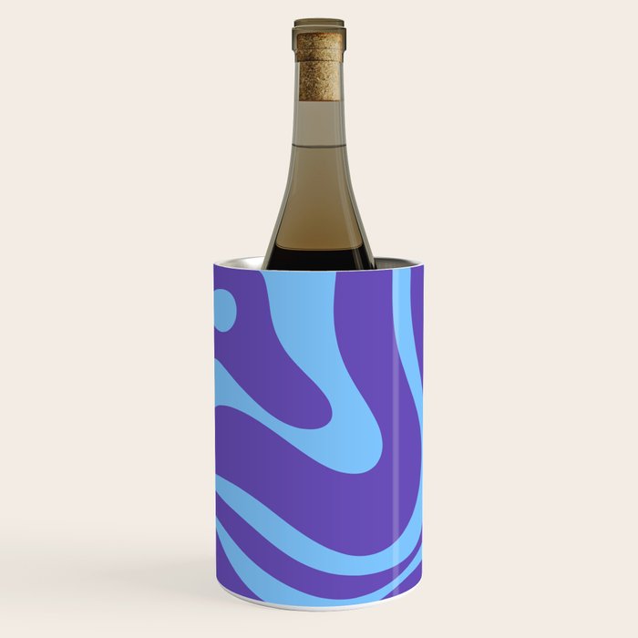 Modern Retro Liquid Swirl Fluid Abstract Purple Blue Pattern Wine Chiller Gallery Image 1