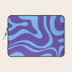 Modern Retro Liquid Swirl Fluid Abstract Purple Blue Pattern Laptop Sleeve Gallery Image 1
