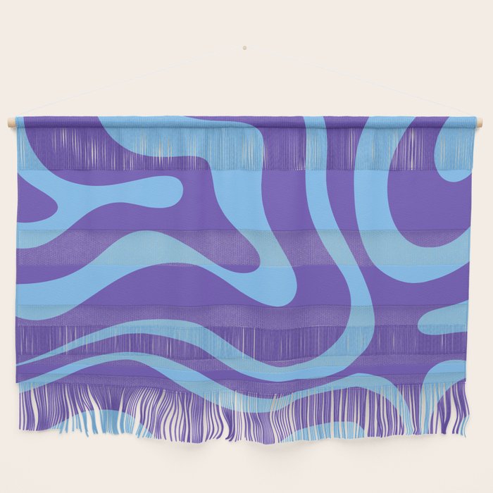 Modern Retro Liquid Swirl Fluid Abstract Purple Blue Pattern Wall Hanging Gallery Image 1