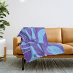 Modern Retro Liquid Swirl Fluid Abstract Purple Blue Pattern Throw Blanket Gallery Image 1
