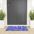 Modern Retro Liquid Swirl Fluid Abstract Purple Blue Pattern Welcome Mat Gallery Image 3