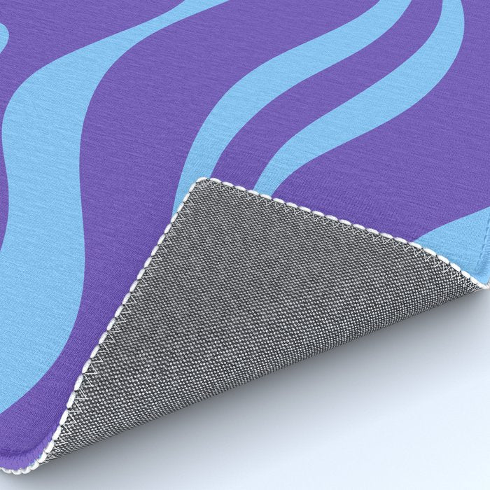 Modern Retro Liquid Swirl Fluid Abstract Purple Blue Pattern Rug Gallery Image 4