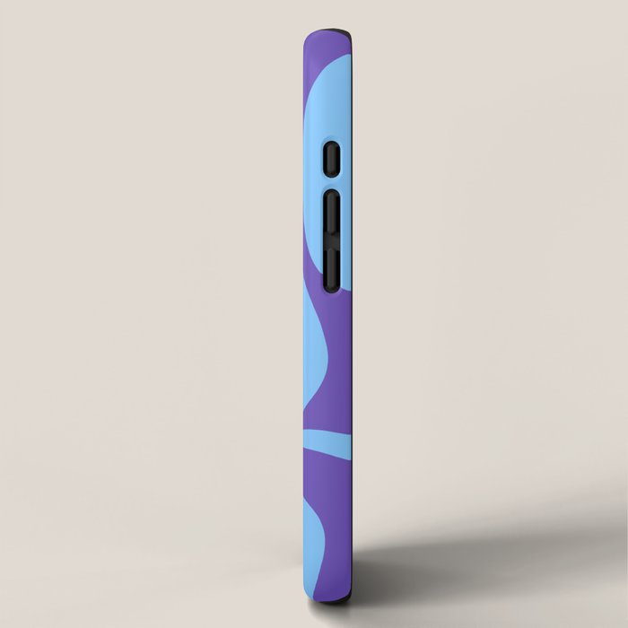 Modern Retro Liquid Swirl Fluid Abstract Purple Blue Pattern iPhone Case Gallery Image 2