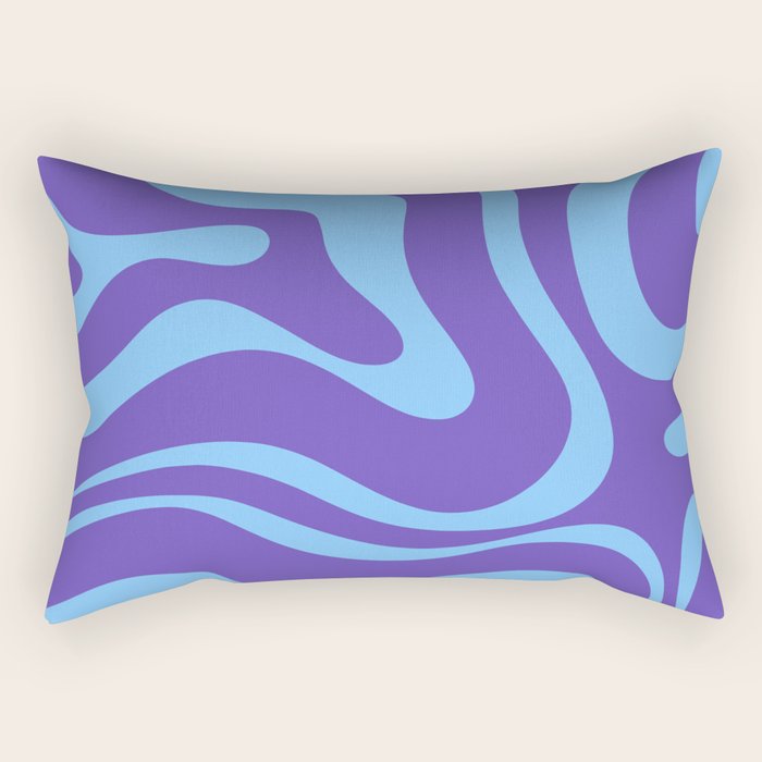 Modern Retro Liquid Swirl Fluid Abstract Purple Blue Pattern Rectangular Pillow Gallery Image 1