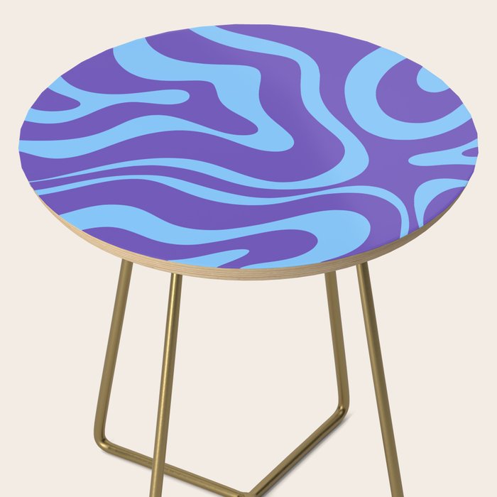 Modern Retro Liquid Swirl Fluid Abstract Purple Blue Pattern Side Table Gallery Image 2