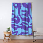 Modern Retro Liquid Swirl Fluid Abstract Purple Blue Pattern Window Curtain Gallery Image 5