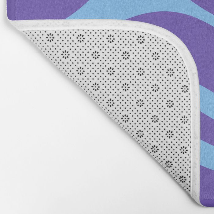 Modern Retro Liquid Swirl Fluid Abstract Purple Blue Pattern Bath Mat Gallery Image 2