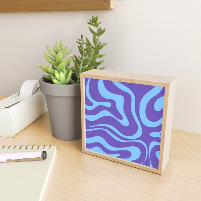 Modern Retro Liquid Swirl Fluid Abstract Purple Blue Pattern Mini Art Print Gallery Image 2