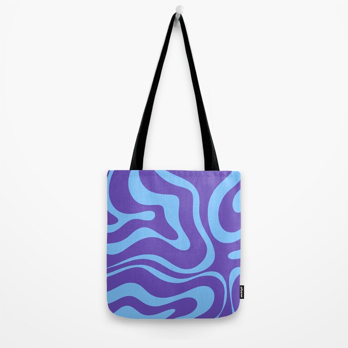 Modern Retro Liquid Swirl Fluid Abstract Purple Blue Pattern Tote Bag Gallery Image 2
