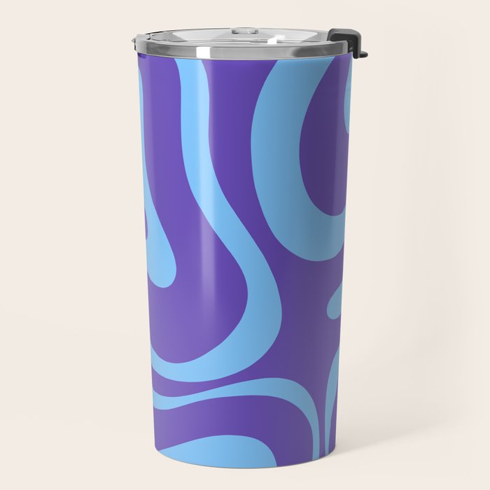 Modern Retro Liquid Swirl Fluid Abstract Purple Blue Pattern Travel Mug Gallery Image 2