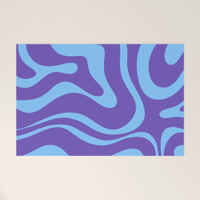Modern Retro Liquid Swirl Fluid Abstract Purple Blue Pattern Welcome Mat Gallery Image 1