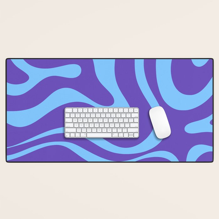 Modern Retro Liquid Swirl Fluid Abstract Purple Blue Pattern Desk Mat Gallery Image 1