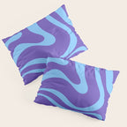Modern Retro Liquid Swirl Fluid Abstract Purple Blue Pattern Pillow Sham Gallery Image 3