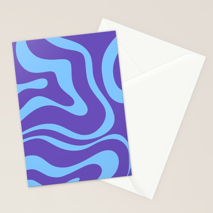 Modern Retro Liquid Swirl Fluid Abstract Purple Blue Pattern Stationery Card Gallery Image 2