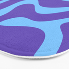 Modern Retro Liquid Swirl Fluid Abstract Purple Blue Pattern Bath Mat Gallery Image 3