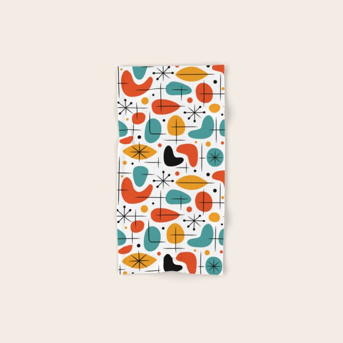 Retro Mid Century Modern Atomic Starburst Pattern Bath Towel Gallery Image 1