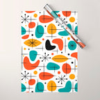 Retro Mid Century Modern Atomic Starburst Pattern Wrapping Paper Gallery Image 1
