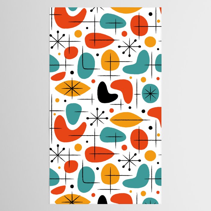 Retro Mid Century Modern Atomic Starburst Pattern Tablecloth Gallery Image 2