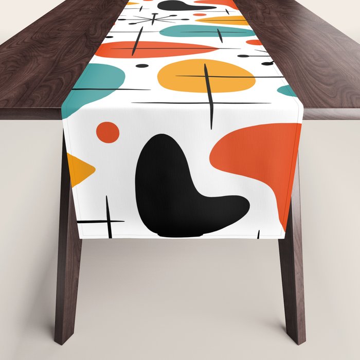 Retro Mid Century Modern Atomic Starburst Pattern Table Runner Gallery Image 1
