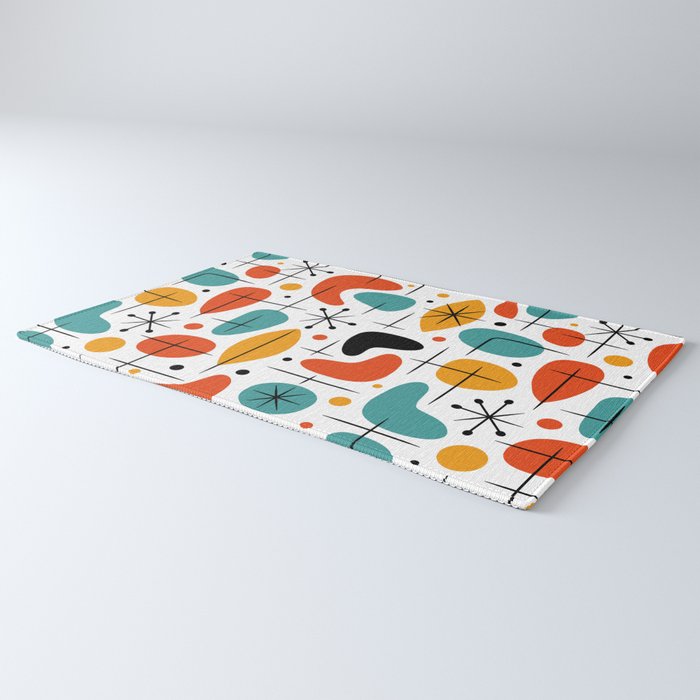 Retro Mid Century Modern Atomic Starburst Pattern Rug Gallery Image 3