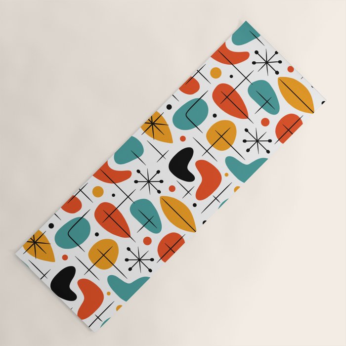 Retro Mid Century Modern Atomic Starburst Pattern Yoga Mat Gallery Image 1