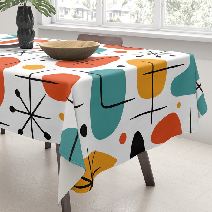 Retro Mid Century Modern Atomic Starburst Pattern Tablecloth Gallery Image 3