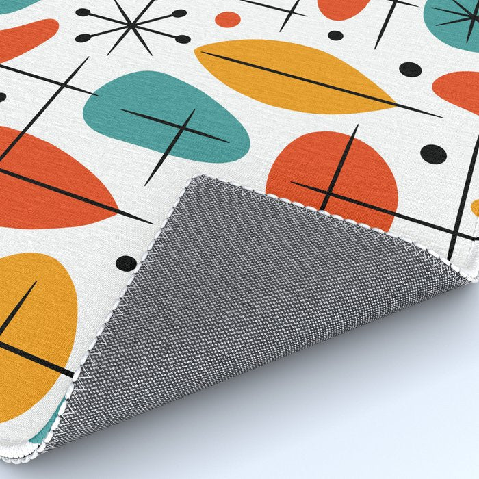 Retro Mid Century Modern Atomic Starburst Pattern Rug Gallery Image 4