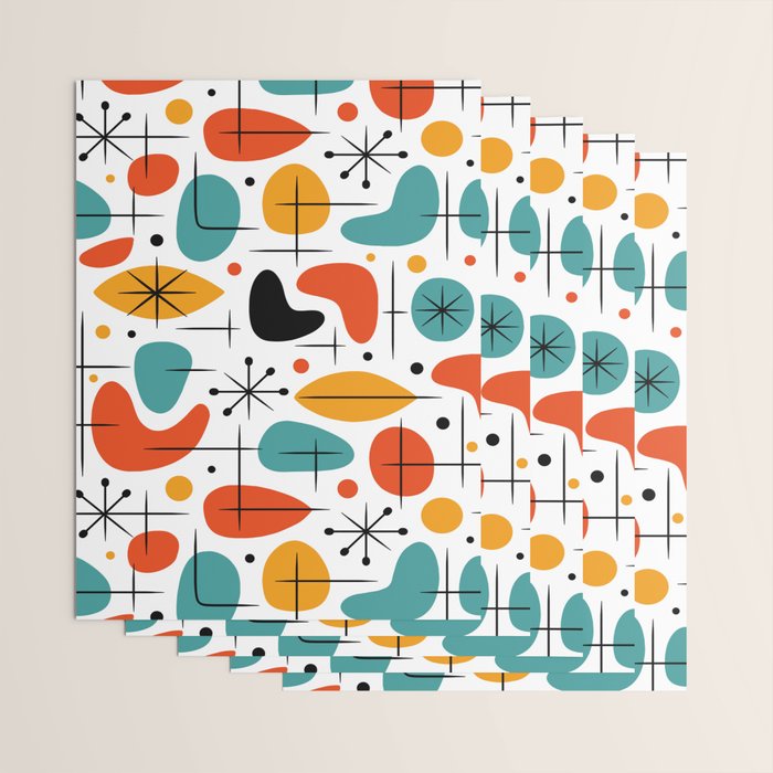 Retro Mid Century Modern Atomic Starburst Pattern Wrapping Paper Gallery Image 3