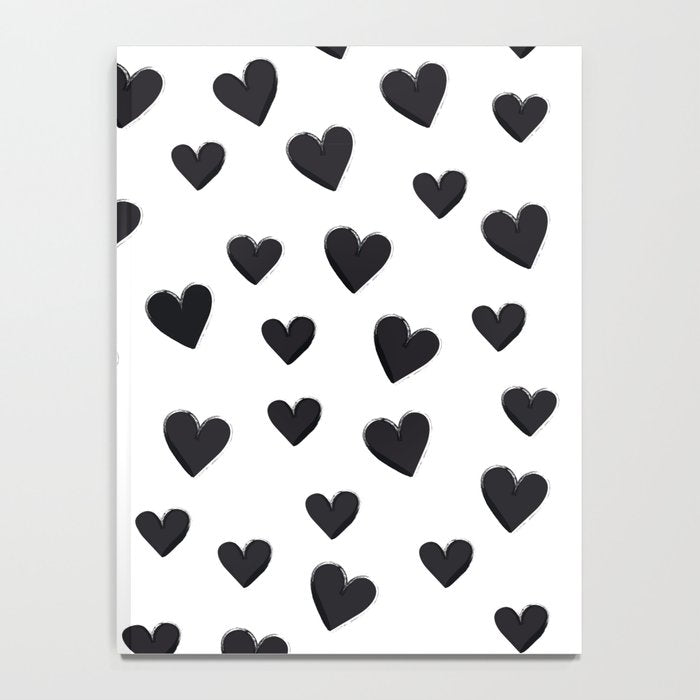 Hearts Love Black and White Pattern Notebook Gallery Image 4
