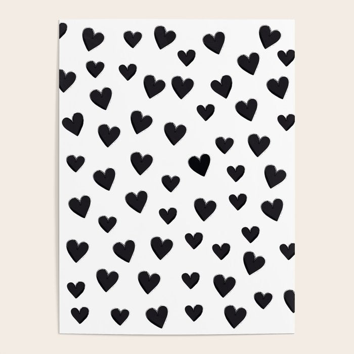 Hearts Love Black and White Pattern Poster Gallery Image 4