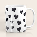 Hearts Love Black and White Pattern Coffee Mug Gallery Image 1