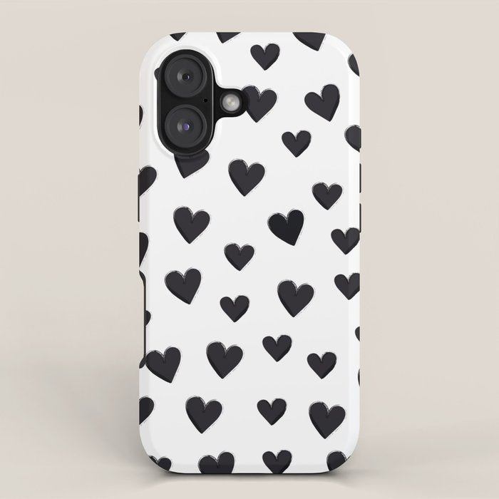 Hearts Love Black and White Pattern iPhone Case Gallery Image 1